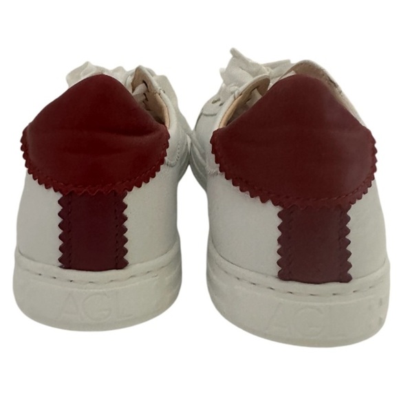 AGL SADE RED White Leather Low Top Tennis Sneaker, Red/Beige,Size 39.5/9.5, NWOB - Picture 12 of 16